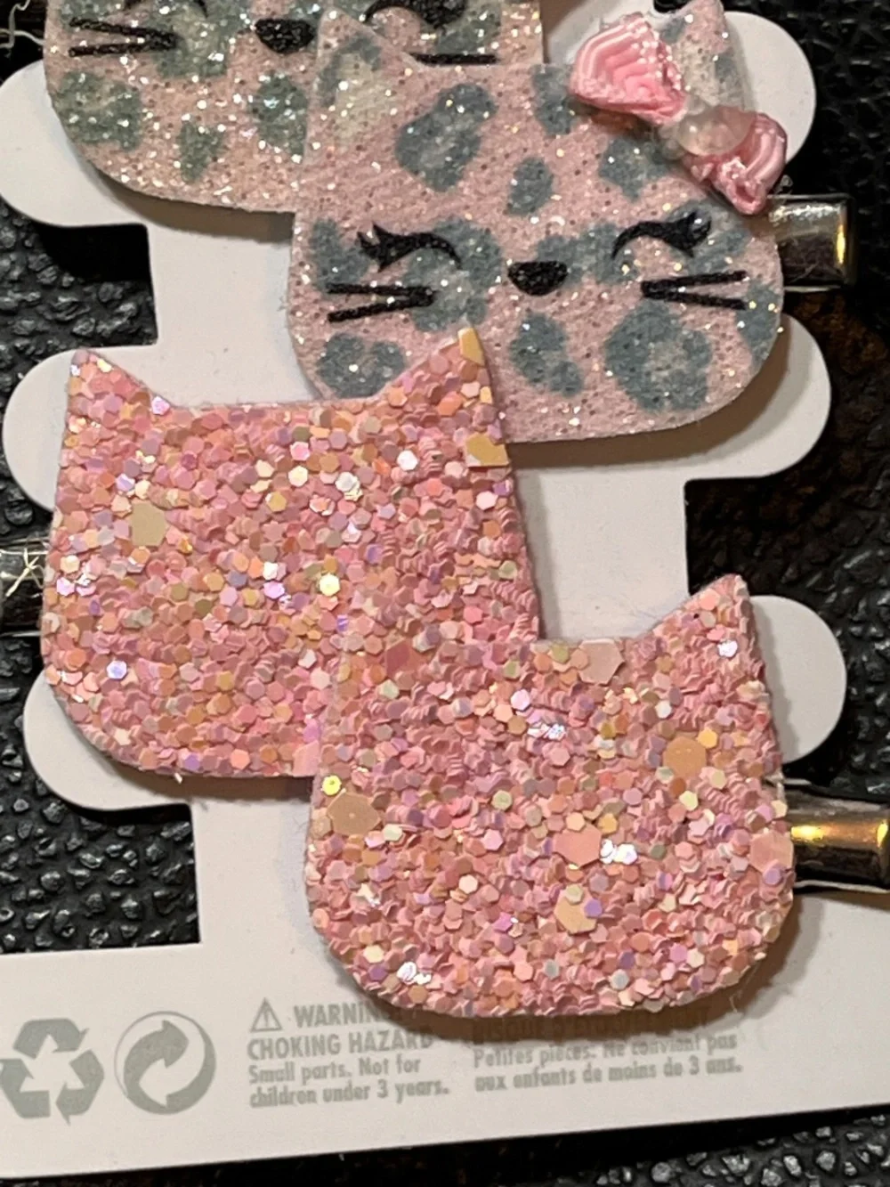 Claire’s Glitter Cat Hair Clips Set of 6 | Pink Gray White | NWT